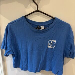 H&M Blue Cropped Short Sleeve Tee